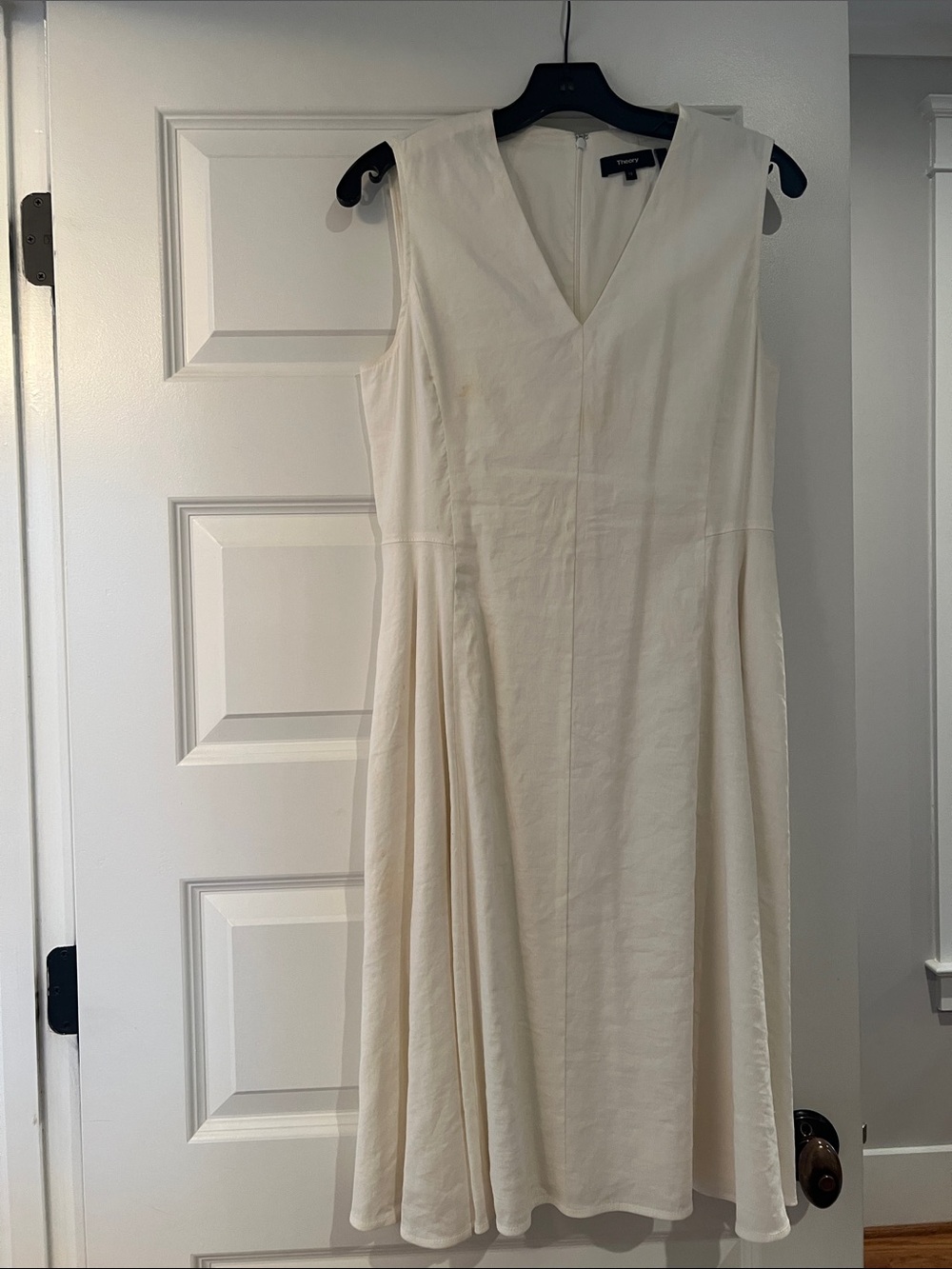 Shoulders was altered for better fit. Theory
V-Neck white fit flair Dress